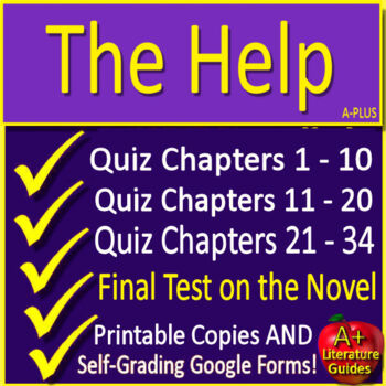 Preview of The Help by Kathryn Stockett Tests & Quizzes Print + SELF-GRADING GOOGLE FORMS