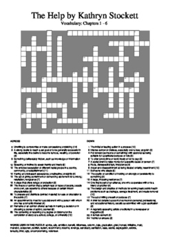 The Help by Kathryn Stockett Chapters 1 6 Vocabulary Crossword by M