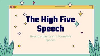 Preview of The High Five Speech - Speech Organization for New Public Speakers