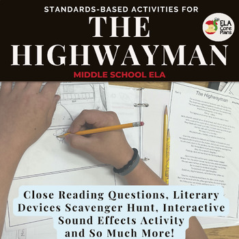 Preview of The Highwayman Common Core Activities ~ Printable & Google Versions