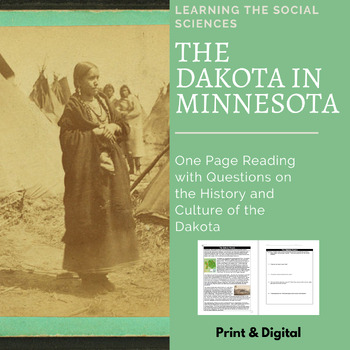 Preview of The History & Culture of the Dakota in Minnesota One Page Reading