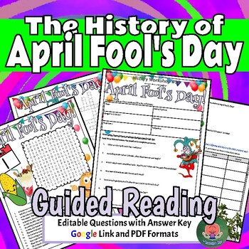Preview of The History of April Fool's Day Guided Reading Crossword Puzzle and Word Search