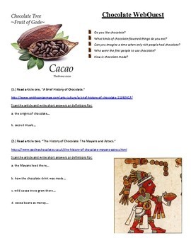 Preview of The History of Chocolate - Article Quest / Webquest - Sub Plan!