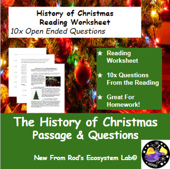 Preview of The History of Christmas Winter Reading Worksheet **Editable**