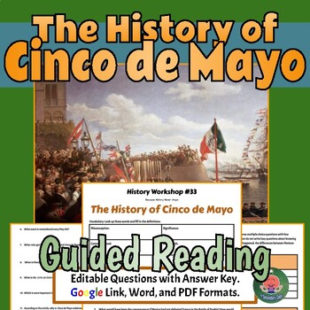 Preview of The History of Cinco de Mayo No Prep Lesson and Crossword Puzzle
