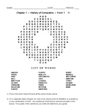 The History of Computers - Word Search Worksheet - Form 1