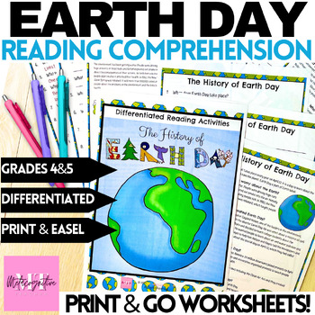 Preview of History of Earth Day Reading Comprehension Worksheets