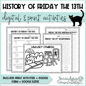 Preview of The History of Friday the 13th Activities Digital and Print Versions