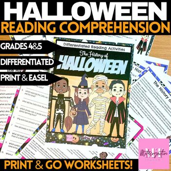 Preview of History of Halloween Guided Reading Comprehension Worksheets