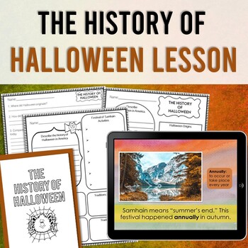Preview of The History of Halloween Lesson: Slides, Graphic Organizers, Mini Books