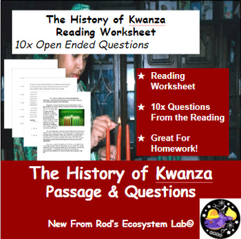 Preview of The History of Kwanza Winter Reading Worksheet **Editable**
