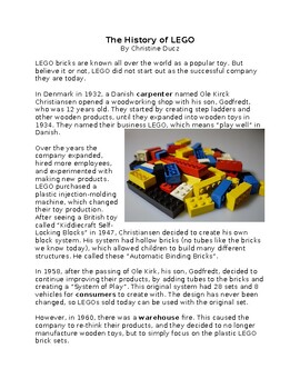 Preview of The History of LEGO Informational Text Set