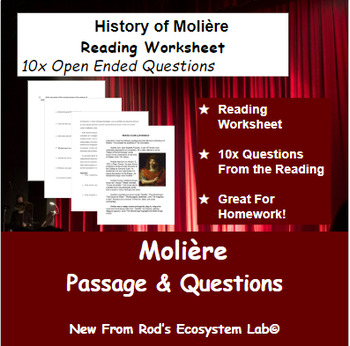 Preview of The History of Molière in Performing Arts FREE Reading Worksheet **Editable**