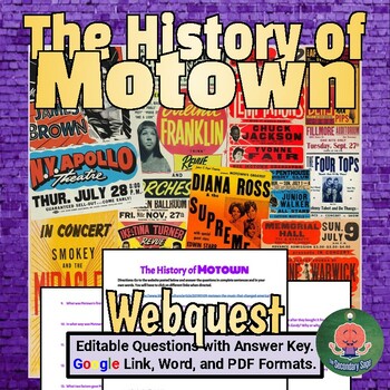 Preview of The History of Motown Webquest & Crossword Puzzle