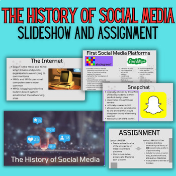 Preview of The History of Social Media SLIDESHOW and ASSIGNMENT