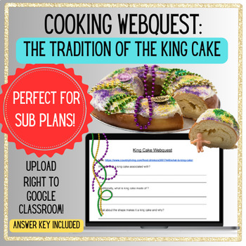 Preview of King Cake Mardi Gras Food WEBQUEST Cooking Culinary Food Family Consumer Science