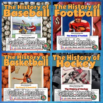 Preview of The History of Sports No Prep Lessons BUNDLE (Baseball, Football, Basketball...)