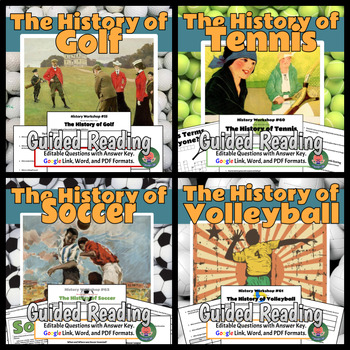 Preview of The History of Sports No Prep Lessons BUNDLE Vol II (Golf, Tennis, Soccer...)