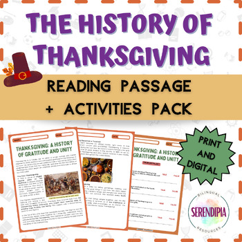 Preview of The History of Thanksgiving | READING PASSAGE+ACTIVITIES | Middle School,ESL/ELL