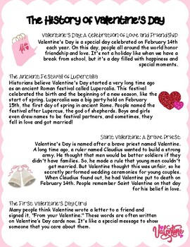 Preview of The History of Valentine's Day Reading Passage- Feb 14th (EDITABLE CANVA LINK)