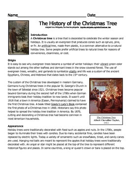 Preview of The History of the Christmas Tree Reading Passage