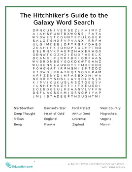 Preview of The Hitchhiker's Guide to the Galaxy Word Search!