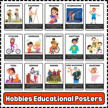 Preview of The Hobbies Posters Educational Classroom Poster Printable Montessori