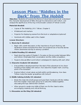 Preview of The Hobbit Chapter 5 Lesson Plan and Assignment