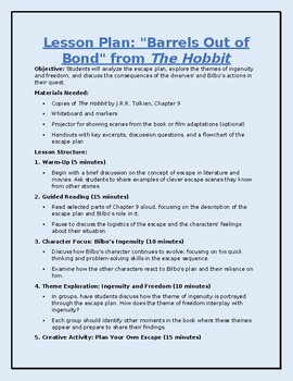 Preview of The Hobbit Chapter 9 Lesson Plan and Assignment
