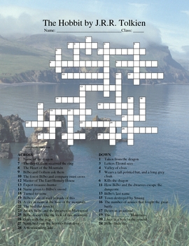 The Hobbit Crossword by Science Etc TPT