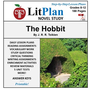 Preview of The Hobbit LitPlan Novel Study Unit, Activities, Questions, Test