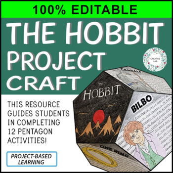 Preview of The Hobbit - Novel Study Project Craft - 100% Editable