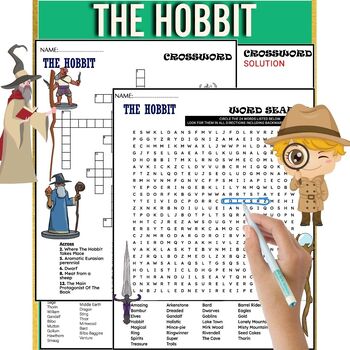 Preview of The  Hobbit Novel Vocabulary Study Worksheets ,Word Search & Crossword