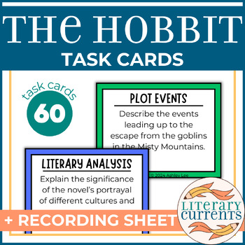 Preview of The Hobbit | Tolkien | Analysis Task Cards and Recording Sheet | AP Lit HS ELA