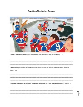 cilinder delen ga sightseeing The Hockey Sweater Questions by Canadian Socials and English Resources