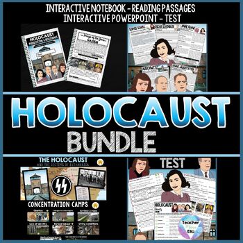 Preview of Holocaust Activity BUNDLE - WW2 Unit Interactive Notebook, PPT, Reading & Test