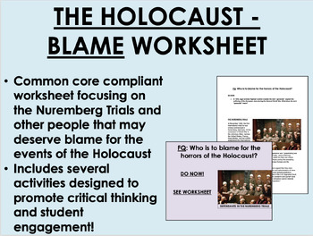 Preview of The Holocaust - Blame worksheet