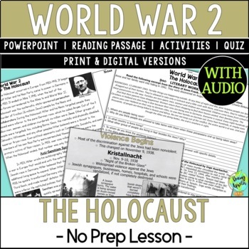 Preview of The Holocaust Lesson - World War 2- Reading Activity - PowerPoint - Notes - Quiz