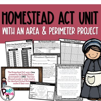 Preview of The Homestead Act Unit with Area and Perimeter Project