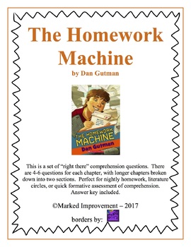 Preview of The Homework Machine Comprehension Questions