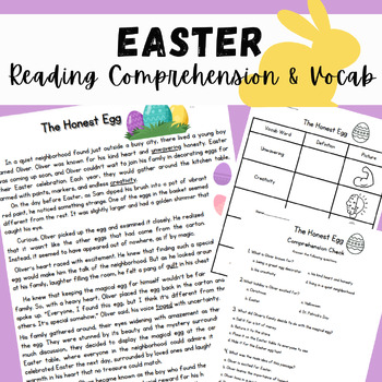 Preview of The Honest Egg: Easter Short Story, Reading Comprehension, & Vocabulary
