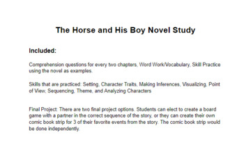 Preview of The Horse and His Boy Novel Study