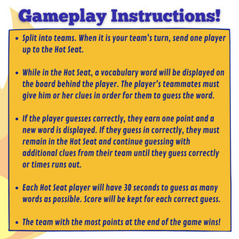 How to play Hot Seat, Official Rules