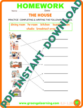 Preview of The House / ESL PDF HOMEWORK / (easy task)