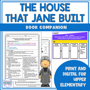 Preview of The House That Jane Built Narrative Nonfiction Book Companion | Cause and Effect