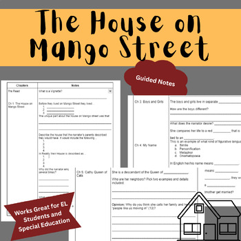 Preview of The House on Mango Street Guided Notes