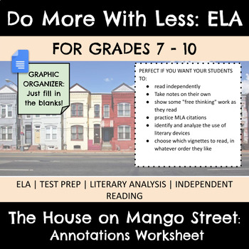 Preview of The House on Mango Street | Literary Devices | Worksheet | Graphic Organizer