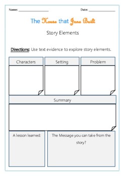 The House that Jane Built Story Elements Graphic Organizer by MsZ Teach