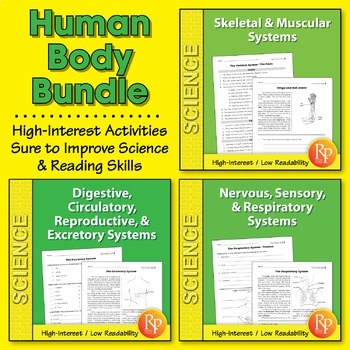 Preview of HUMAN BODY SYSTEMS BUNDLE: Circulatory, Digestive, Nervous, Skeletal, Excretory,
