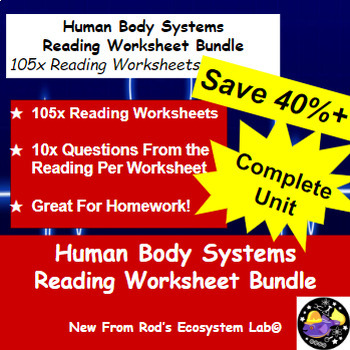 Preview of The Human Body Full Unit Reading Worksheet Bundle *Editable*